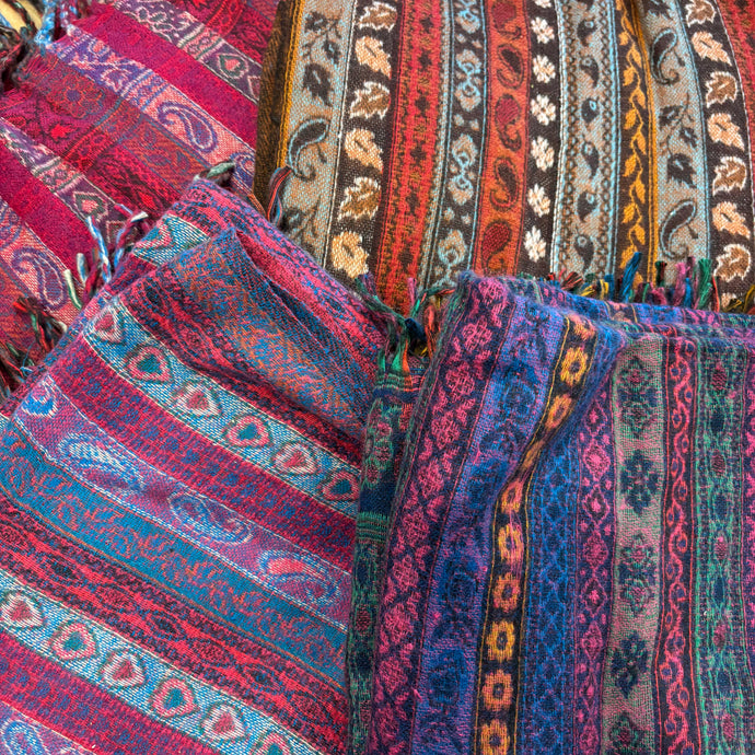 Striped Nepalese Wool Throw Rug