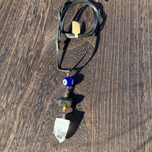 Load image into Gallery viewer, Copper Wrapped Clear Quartz Necklace with Labradorite