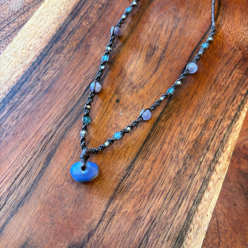 Handmade Lightning Ridge Opal Macrame Necklace