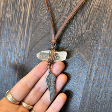Load image into Gallery viewer, Copper Wrapped Clear Quartz Necklace with Angel wing