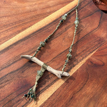 Load image into Gallery viewer, Drift Wood, Prehnite and Indian Agate Macrame Necklace