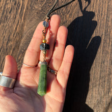 Load image into Gallery viewer, Copper Wrapped Jade Necklace with Tourmaline