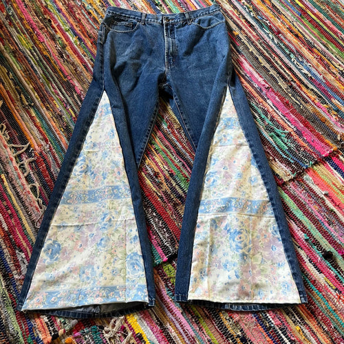 Upcycled Denim Flared Jeans Style 20~ Festival ~ 70s Style ~