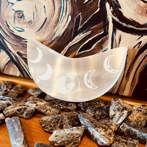 Wholesale Selenite Phases of moon Charging plates - Packs of 4