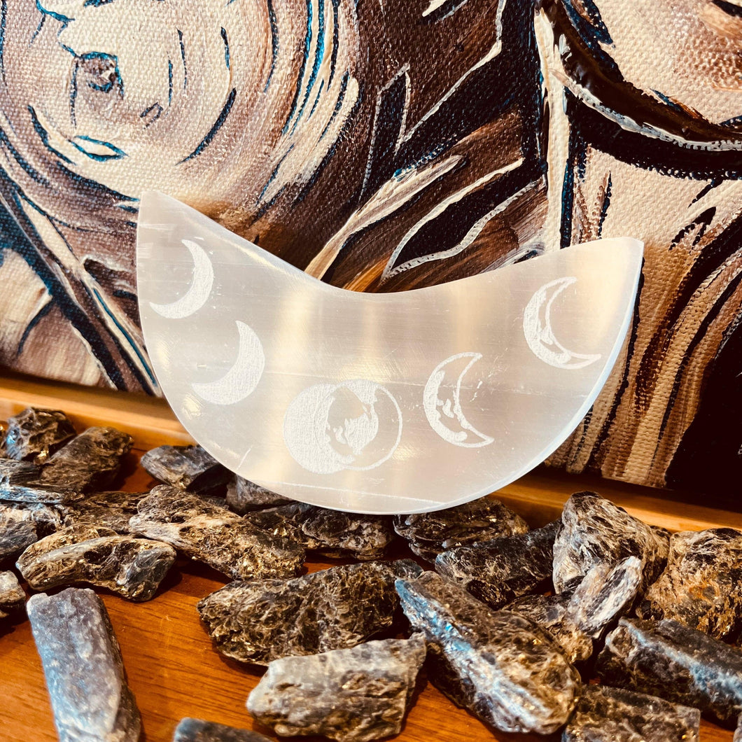 Wholesale Selenite Phases of moon Charging plates - Packs of 4