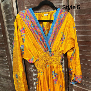 Sari Silk Gypsy Dress - Maxi Dress / Festival Wear