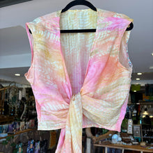 Load image into Gallery viewer, Sari Silk Sleeveless Tye Top ~ Free Size