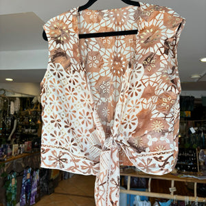 Sari Silk Sleeveless Tye Top ~ Free Size
