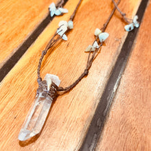 Load image into Gallery viewer, Himalayan Quartz &amp; Aquamarine Macrame Handmade Pendant