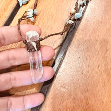 Load image into Gallery viewer, Himalayan Quartz &amp; Aquamarine Macrame Handmade Pendant