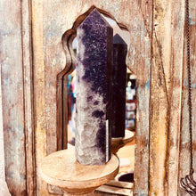 Load image into Gallery viewer, Large Lepidolite Freestanding Generator ~ calming ~ sleep