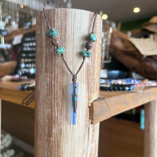 Handmade Kyanite Macrame Necklace
