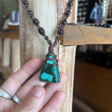 Load image into Gallery viewer, Handmade Malachite in Chrysocolla Macrame Necklace