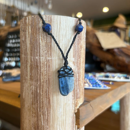 Handmade Kyanite Macrame Necklace