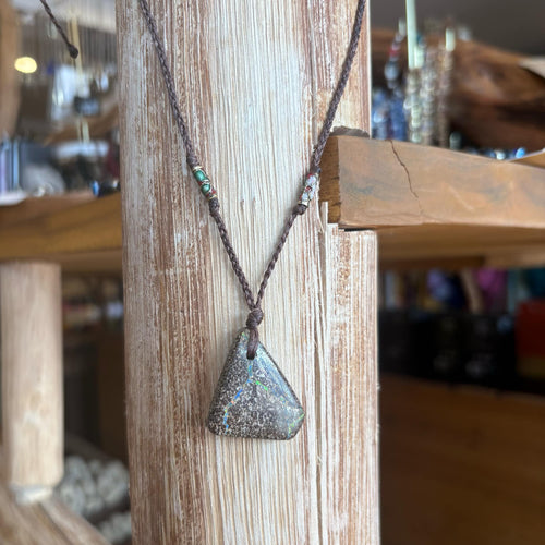 Handmade Boulder Opal Macrame Necklace