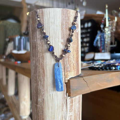 Handmade Kyanite Macrame Necklace