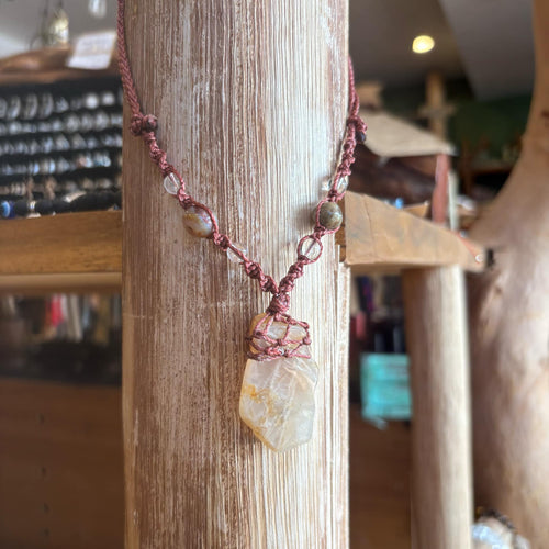 Handmade Cream Moonstone Macrame Necklace