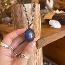 Load image into Gallery viewer, Handmade Labradorite Macrame Necklace