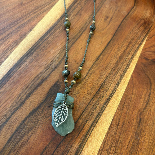 Handmade Green Aventurine Macrame Necklace