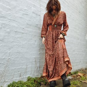 Sari Silk Gypsy Dress - Maxi Dress / Festival Wear
