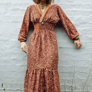 Sari Silk Gypsy Dress - Maxi Dress / Festival Wear