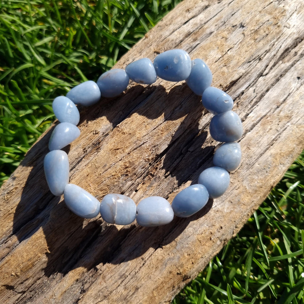 Angelite Tumbled Stone Stretch Bracelet~ Communicate with the Higher Realm