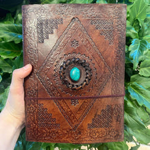 Load image into Gallery viewer, Leather Gemstone Journals Large - Spells, Recipes, Book of Shadows