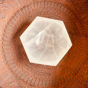 Selenite Hexagonal Bowl - Beautiful Calming Selenite Crystal Dish