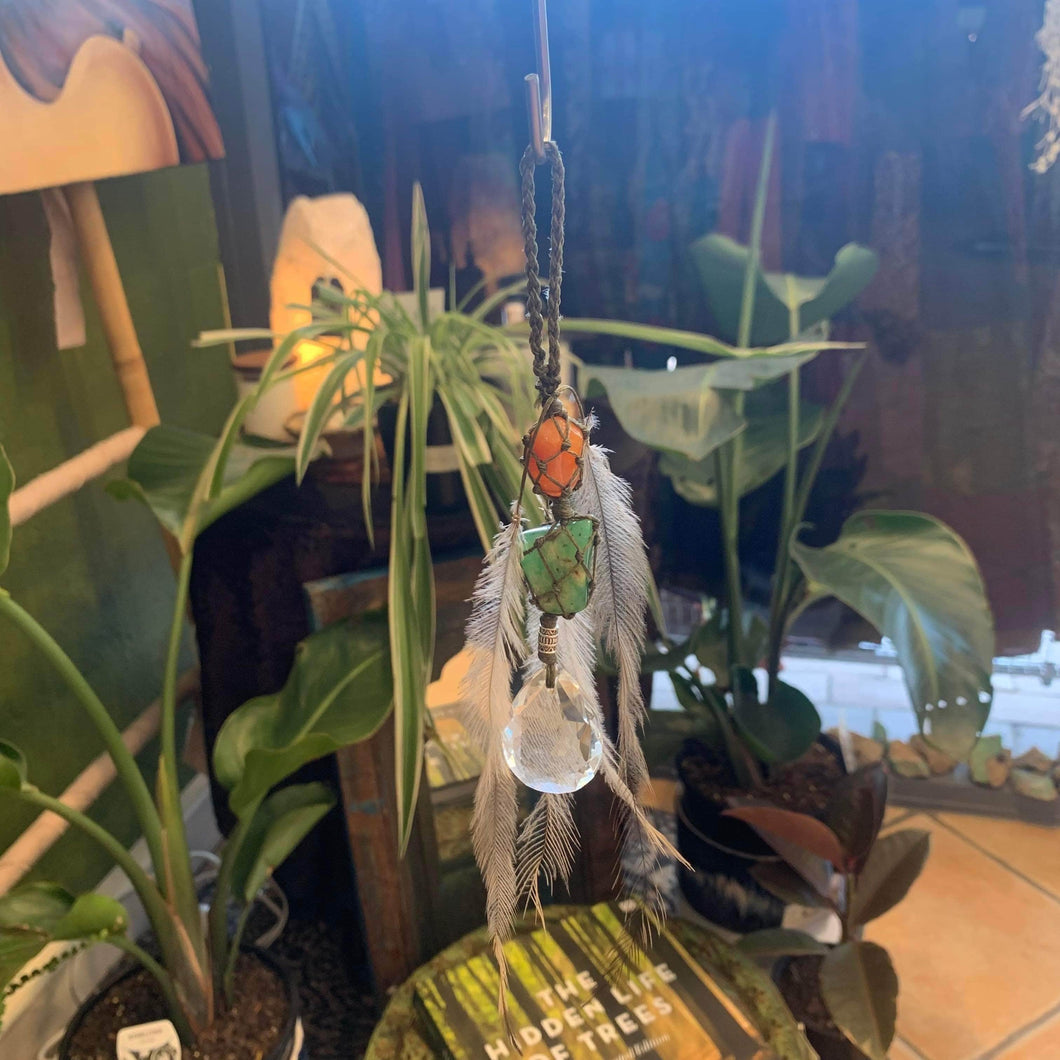 Chrysoprase & Carnelian  Handmade Suncatcher