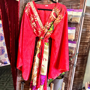 Sari Silk Kimono Dress - Boho Jacket / Festival Wear