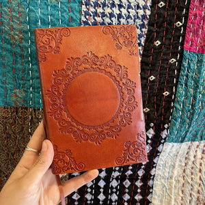 Leather journal with Brown Goldstone Gemstone