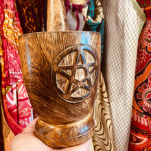 Load image into Gallery viewer, Mango Wood Mortar &amp; Pestle with Pentagram or Tree of Life  Design