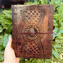 Load image into Gallery viewer, Leather Gemstone Journals A5 - Spells, Recipes, Book of Shadows