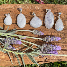 Load image into Gallery viewer, Rainbow Moonstone Silver Plated Pendants
