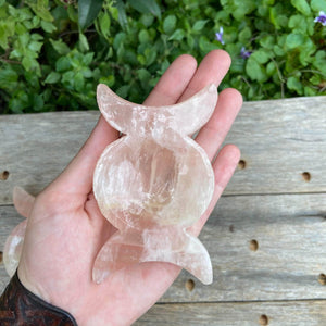 Pink Banded Calcite Triple Moon Dish