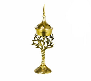 Tree of Life Brass Charcoal Burner Incense Holder